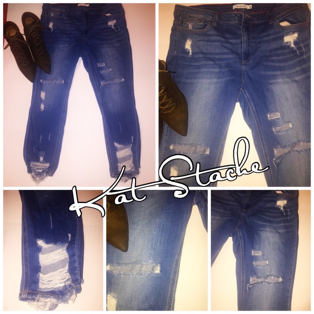 Ms. Cello Medium Wash Distressed Jeans